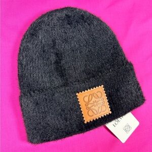 Loewe Women’s Black Beanie with Logo Patch